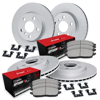 R1 Concepts WJUH2-31165 Carbon Alloy Brake Rotor Set W/ Optimum OEp Pads & Hardware